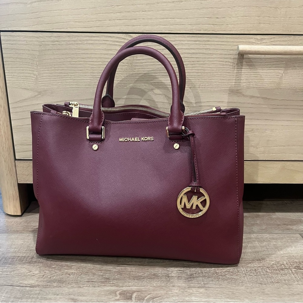 Michael Kors Burgundy Leather Tote Bag